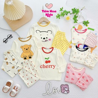 [Bé 7-32kg] Bộ Dài tay Thun Lạnh In Hình Nền Kem Mềm Mịn Mát cho bé trai, bé gái mặc ngủ đi học