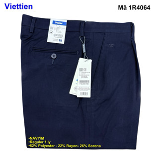 quần tây nam việt tiến màu xanh đen gân vải 710 form xếp ly thoải mái