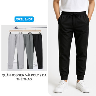 Quần Jogger Trơn Nam Nữ Basic Vải Poly 2 Da Co Giãn 4 Chiều, Không Xù Lông - Phong Cách Thể Thao Năng Động