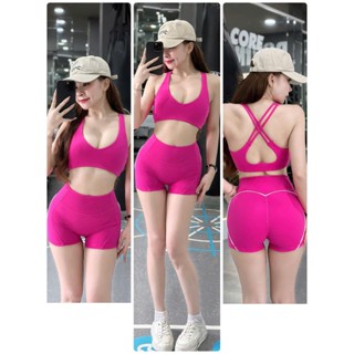 Set Đùi Trái Tym Thể Thao Nữ Viền Trắng, Tập Gym, Aerobic, Chạy Bộ Siêu Xinh