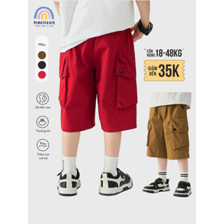  Quần short kaki túi hộp bé trai Magickids quần đùi trẻ em chất kaki giặt mềm form rộng thoải mái cho bé tới 50Kg QN25002 