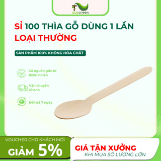 (Túi 100 cái)Thìa Gỗ, Muỗng Gỗ Dài 16cm Dùng 1 Lần Loại THƯỜNG (B) Toàn Cho Môi Trường -T2ECOGREEN