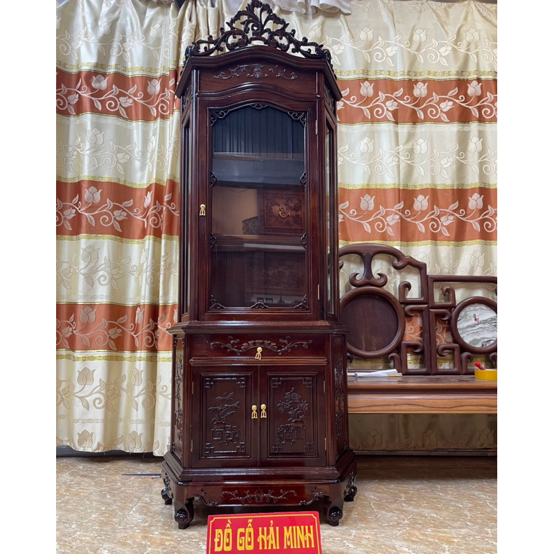 Tủ Trưng Bày đồ Gỗ Gụ Dành Cho Góc nhỏ kt cao 197 rộng 85cm sâu 30cm