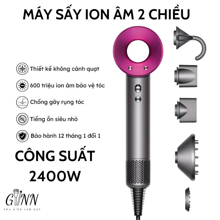 Máy Sấy Tóc ion âm 5 đầu sấy HGHOME Kiêm Máy Làm Tóc, Uốn, Duỗi, Làm Xoăn Tự Động
