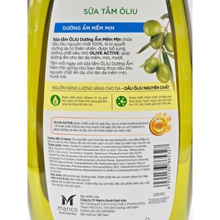 Sữa Tắm Dầu Tắm Dưỡng Ẩm Trắng Da Oliv Natural Nourish 1000ml