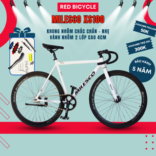  Xe Đạp Fixed Gear MILESCO XS100 Khung Nhôm Tay Cong Có Quà Tặng- Học Sinh Sinh Viên 