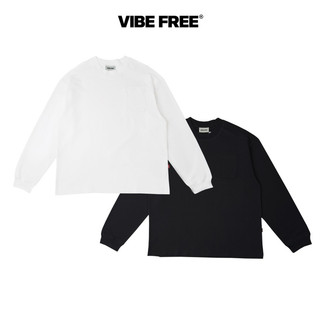 Áo thun tay dài có túi VIBE FREE cotton 100% form rộng