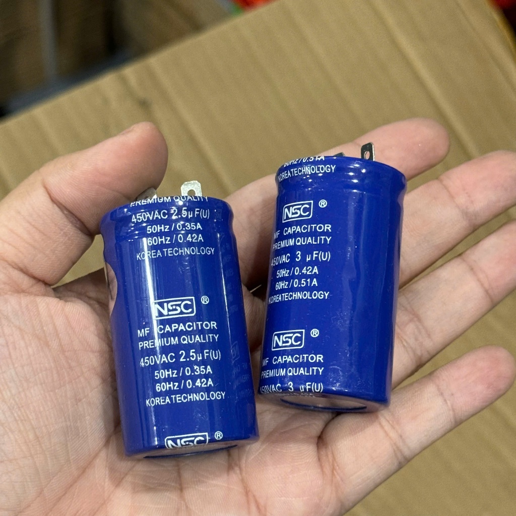 Tụ dầu quạt trần, tụ dầu quạt hàn quốc chuẩn NSC 2.5uf - 3uf / 450V