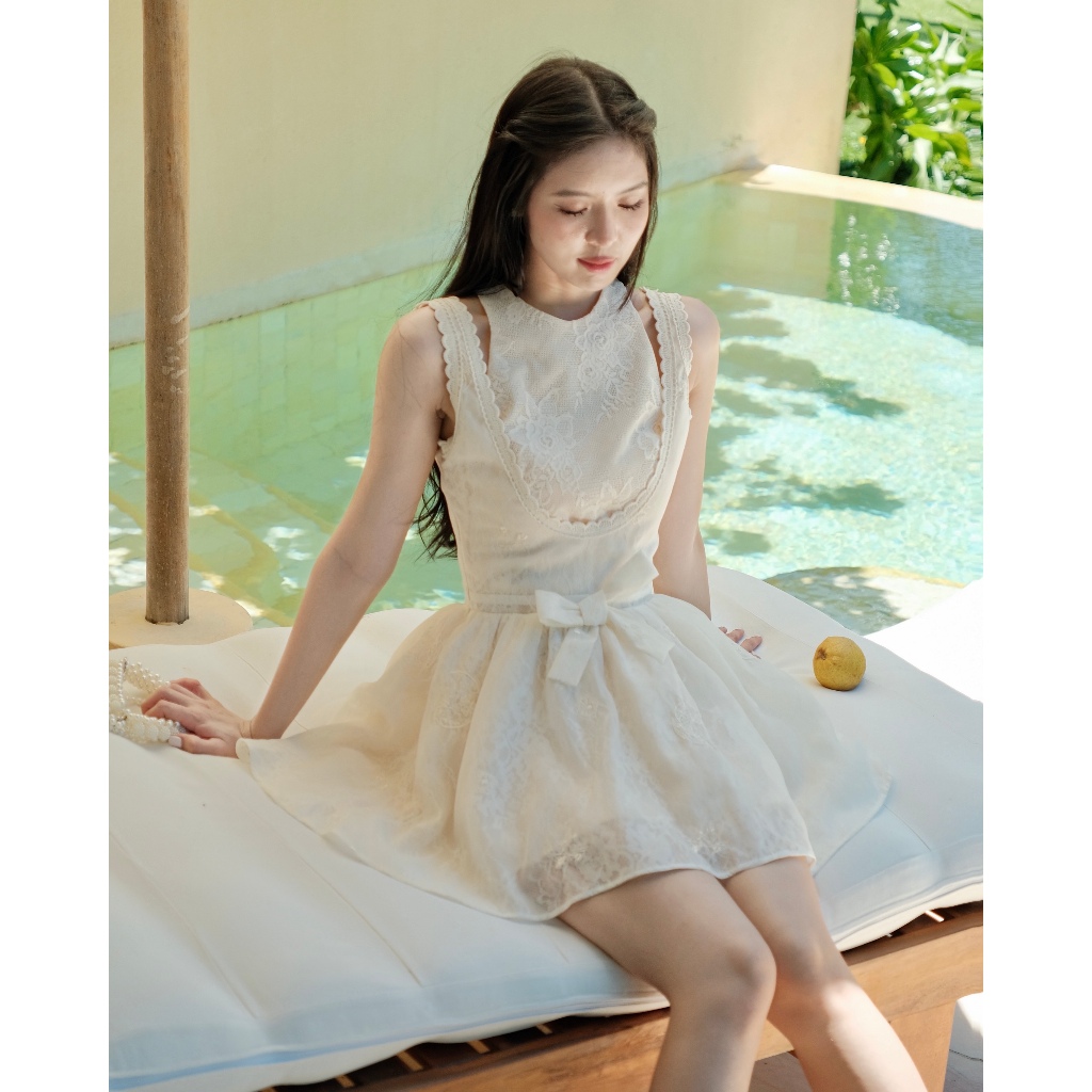 COQUI - Đầm váy tiểu thư dự tiệc thanh lịch cổ điển, dáng xòe ngắn chất tơ hoa cao cấp CHLOEEE DRESS | BigBuy360 - bigbuy360.vn