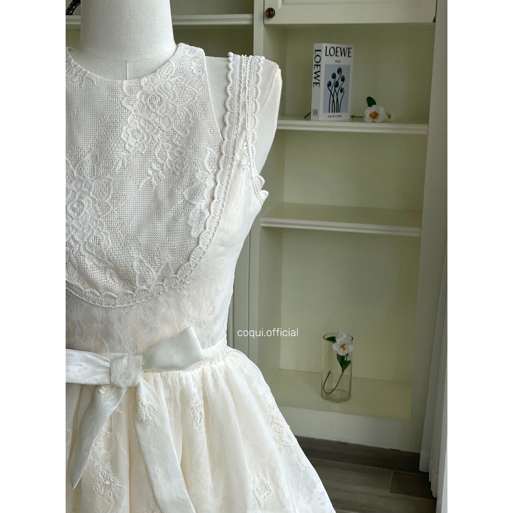 COQUI - Đầm váy tiểu thư dự tiệc thanh lịch cổ điển, dáng xòe ngắn chất tơ hoa cao cấp CHLOEEE DRESS | BigBuy360 - bigbuy360.vn