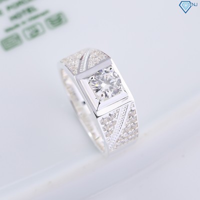 Nhẫn bạc nam bản nhỏ đính đá cao cấp NNA0830 - Trang Sức TNJ
