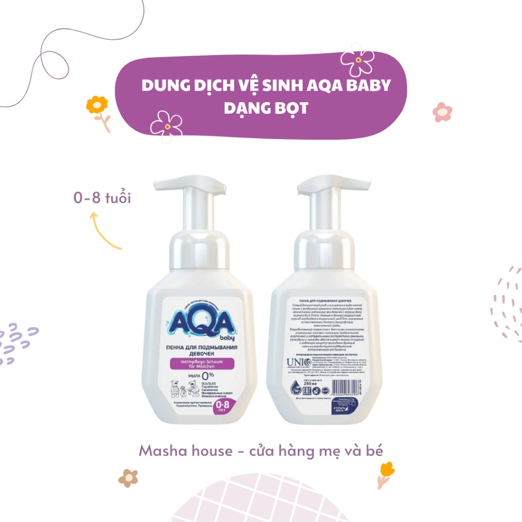 Dung Dịch Vệ Sinh Aqa Baby Dạng Bọt Cho Bé Từ 0-8 Tuổi