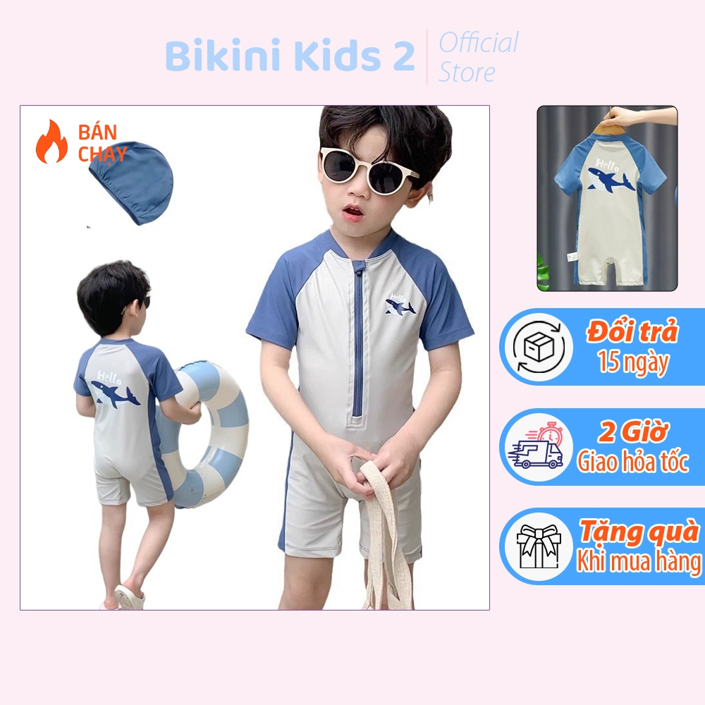 Bikini Kids (10-28kg) Bk12. Bộ đồ bơi liền thân cho bé trai với thiết kế năng dộng từ 10-28kg