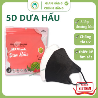   Set 100 Chiếc  Khẩu Trang 5D Mask DƯA HẤU 4 Lớp Dày Kháng Khuẩn Lọc Bụi Mịn Chống Tia UV 