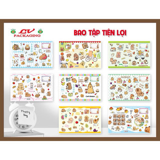  Xấp 10 Tờ Bao Tập Tiện Lợi  Sẵn Giấy Kiếng  CAPYBARA LOOPY Mới 2024 Khổ A5 