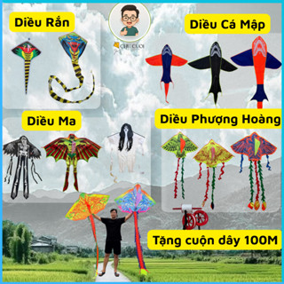   TẶNG 100M DÂY  Diều Cá mập lớn - Diều Thả Ngoài Trời Đa Dạng Mẫu Mới 2025 Mã 04 