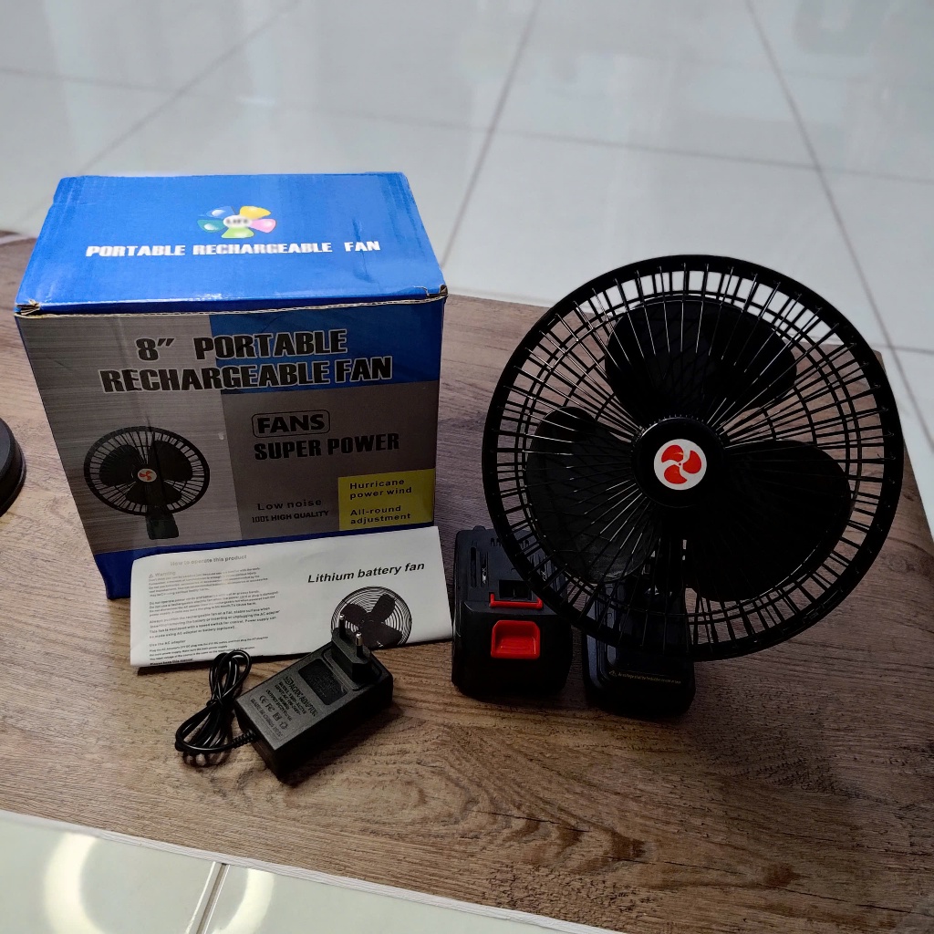 🔥[FREESHIP MAX] Quạt Tích Điện PIN RỜI 10 Cell Metal - Xoay 360° - Quạt Pin 8 Inch Siêu Mát, Siêu Bề