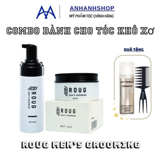  Combo Dành Cho Tóc Khô Xơ - Sáp Vuốt Tóc Roug Men’s Grooming Matt Clay 90gr và Sea Salt Mousse 150ml Chính Hãngg là 