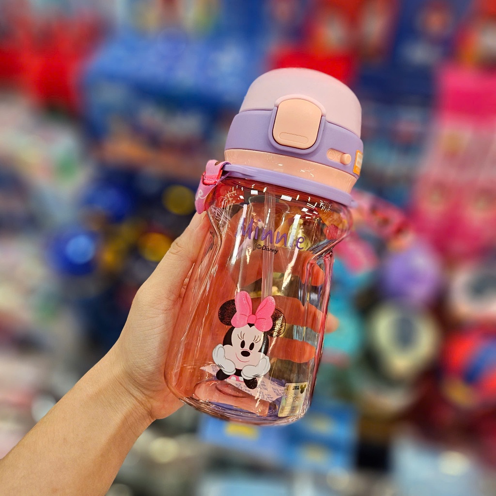 [Ảnh thật/Video/Sẵn] Bình nước Disney ống hút nhựa PCT cao cấp Minnie Mouse 550ml cho bé - HM8100