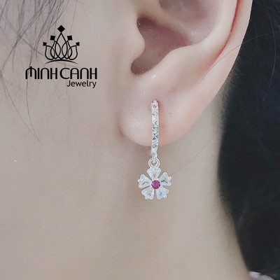Khuyên Tai Bạc Hình Bông Hoa Cho Bé Gái - Minh Canh Jewelry