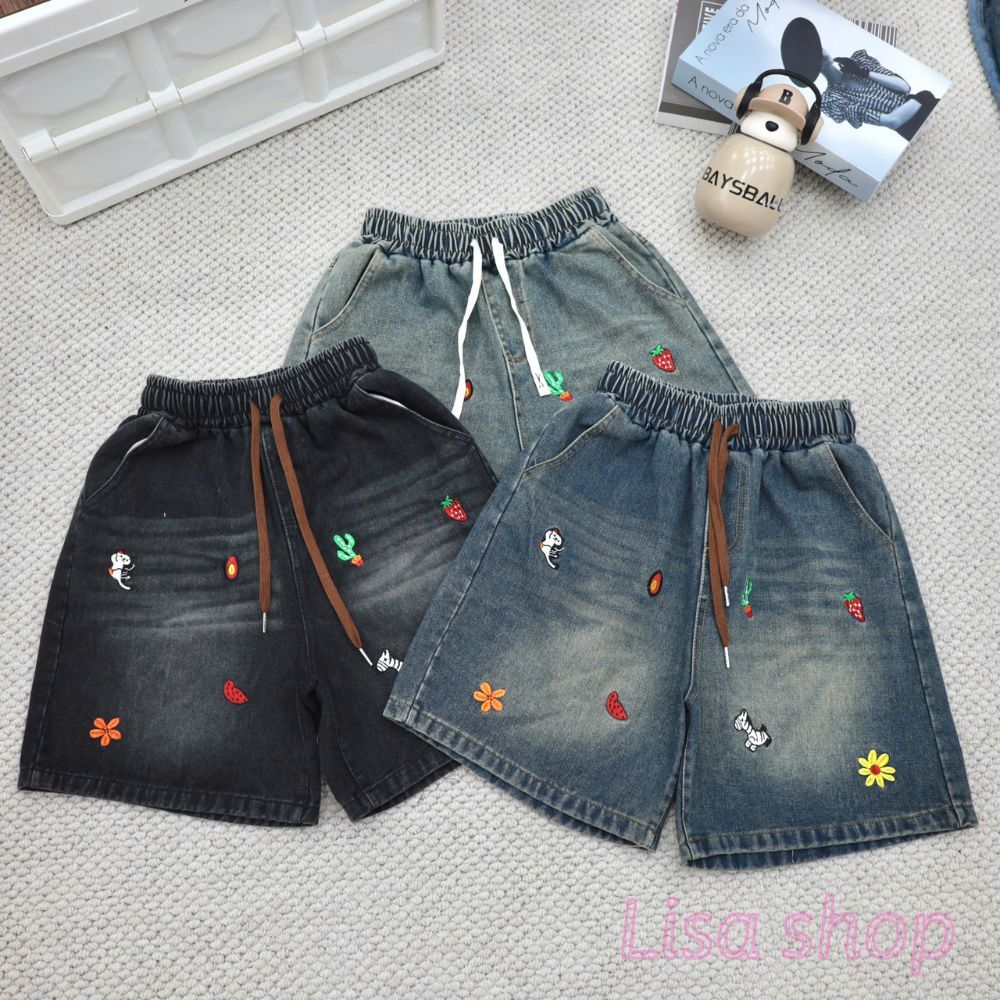 Quần Ngố Jean Nữ Dáng Vừa Cạp Chun In Hoạ Tiết Dễ Thương Mã A6021 (40-80kg)