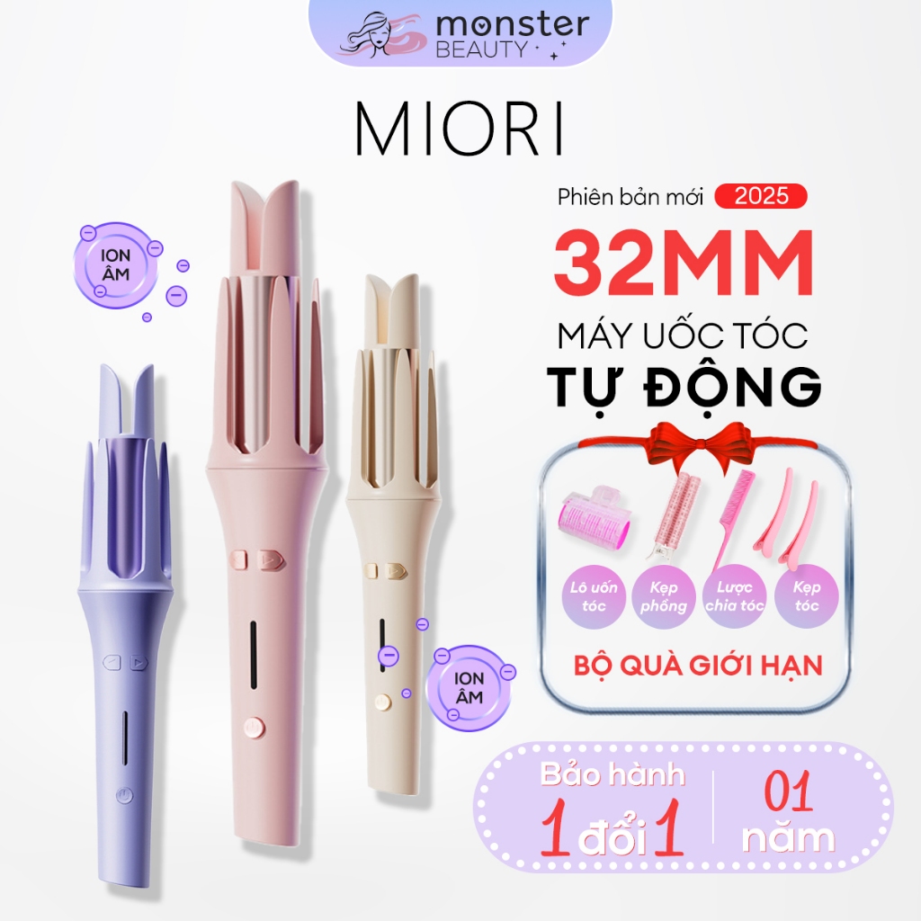 [BH 1 NĂM] Máy Uốn Tóc Tự Động Ion Âm MIORI PERFECT CURL 360 32mm - Bảo Hành 365 Ngày 1 Đổi 1