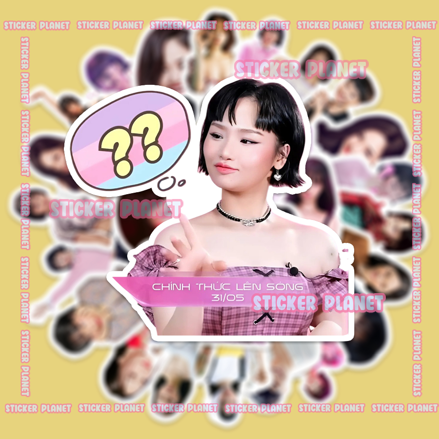 Sticker Em Xinh Say Hi Miu Lê Ver1  trang trí mũ bảo hiểm,guitar,ukulele,điện thoại,sổ tay,laptop