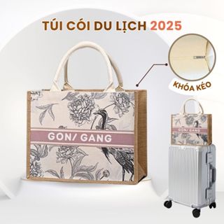 Túi cói du lịch đi biển có khóa mới 2025 đựng hành lí quần áo thời trang đứng form Gọn Gàng