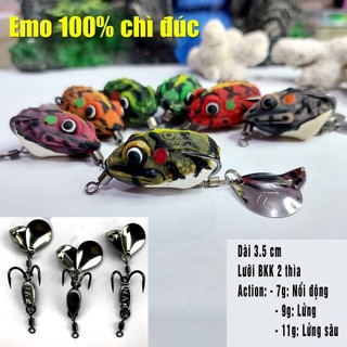 Emo BJ (CHÌ ĐÚC), nhái hơi Chì Đúc dài 3.5cm, lưỡi BKK 2 thìa, chống gỉ tốt