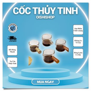  Cốc Thuỷ Tinh Cán Gỗ Đong Cafe Sữa 75ml 