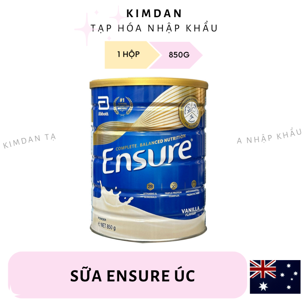[MẪU MỚI - DATE 2026] SỮA BỘT ENSURE ÚC VỊ VANI 850GR