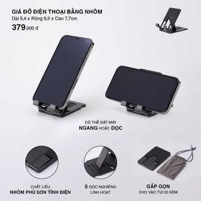 Giá Đỡ Điện Thoại Bằng Nhôm MUJI (~W5.4*D9.2*H7.7 cm)