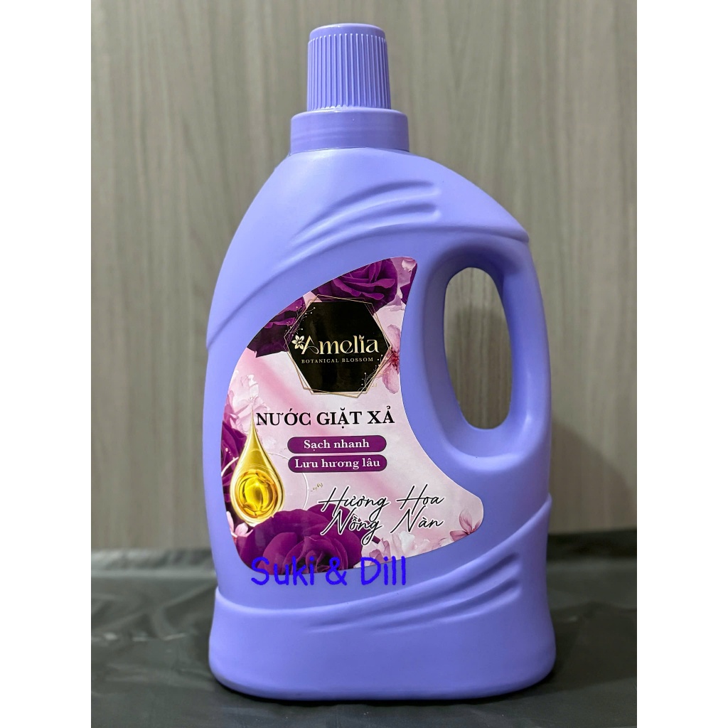 NƯỚC GIẶT XẢ AMELIA - CAN 3.2L - NƯỚC GIẶT HỮU CƠ, SẠCH NHANH, THƠM LÂU- MÀU TÍM, HƯƠNG HOA NỒNG NÀN