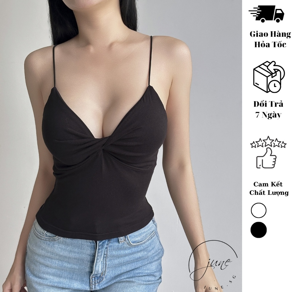 Áo 2 Dây Ôm Body Nữ JUNE.SG áo croptop 2 dây nữ ôm body D138