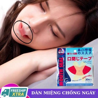 (MUA 1 TẶNG 1) Túi 30 Miếng Dán Miệng Khi Ngủ Chống Ngáy, Chống Khô Họng. Băng Dính Miệng Tạo Thói Quen Thở Bằng Mũi