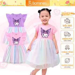 Váy bé gái Kuromi Bomines, Đầm phối lưới cầu vồng Sanrio, Váy dự tiệc cho bé gái từ 2-12 tuổi 10-36kg DTBL7MKRMC