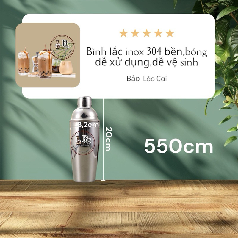 Shaker 550ml inox 304,lắc inox 550ml tiện lợi