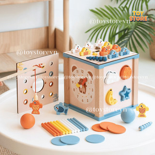  Bộ đồ chơi busy box 6 kỹ năng bằng gỗ cho bé TOYSTORE hộp bận rộn cao cấp cho bé 