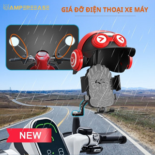 Giá đỡ,kẹp điện thoại gắn trên Xe máy, Xe Đạp AMPEREEASE kèm nón bảo hiểm che nắng, che mưa Gắn Chân Gương Xe Máy #HZ01