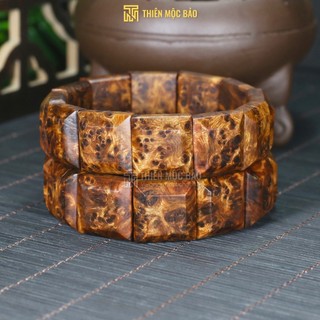 Vòng tay gỗ Nu Bách xanh Mộc Châu bản lách 18x18mm tuyển chọn vân Nu Hoa cám cao cấp | Thiên Mộc Bảo