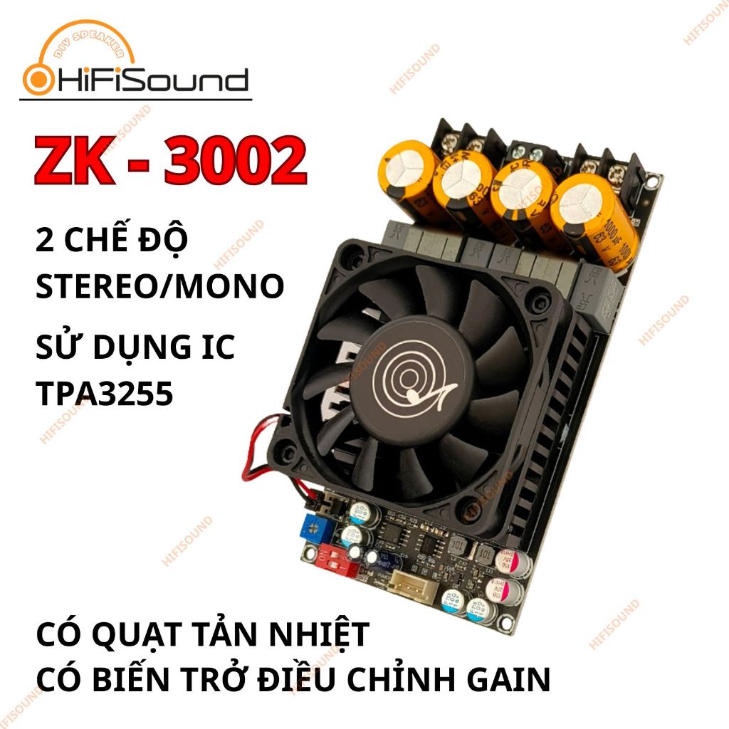 Mạch Khuếch Đại Âm Thanh ZK-3002 TPA3255 stereo 300WX2 bridge mono 600W