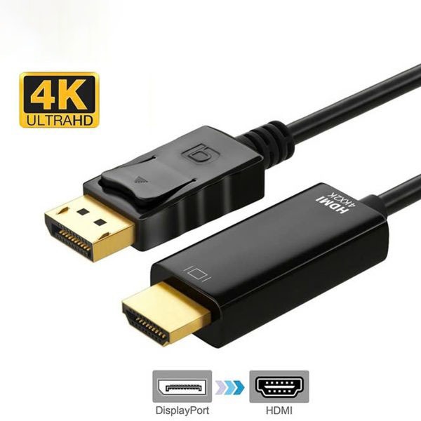 Dây Cáp chuyển Displayport sang HDMI, DP to HDMI, dài 1,8M hỗ trợ FullHD 60-144hz, 2K 60hz - 2k 144h
