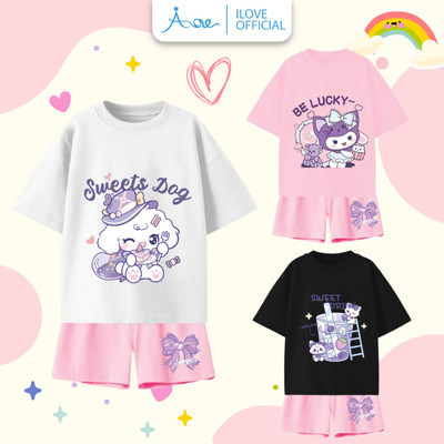 [MỚI] Bộ quần áo thun cộc tay TÍM MỘNG MƠ cho bé gái AORE chất COTTON mềm mịn, thoáng mát dành 9-36kg