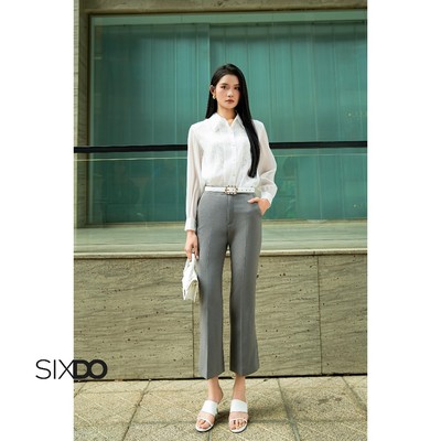 Quần nữ ống loe SIXDO (Dark Grey Woven Flared Pants)