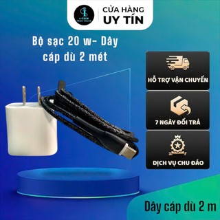  Bộ sạc nhanh 20W cáp dù 2M dành cho điện thoại IPhone hỗ trợ sạc nhanh dây cáp dù dài 2 mét 