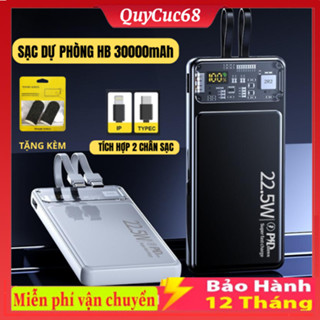 Sạc Dự Phòng HB 30.000MAH Trong Suốt , Sạc Nhanh PD 66W/20W , Thiết Kế Trong Suốt, Tích Hợp Đèn Ngủ, Bảo Hành 12 Tháng