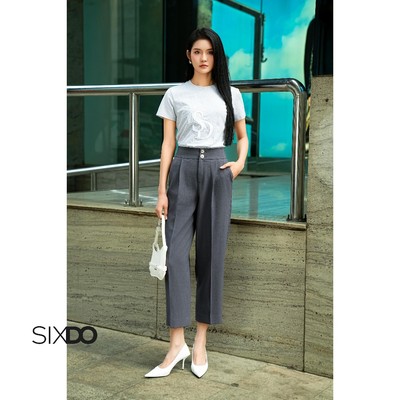 Quần baggy xám 2 cúc cạp cao SIXDO (Dark Grey Woven Baggy Pants)
