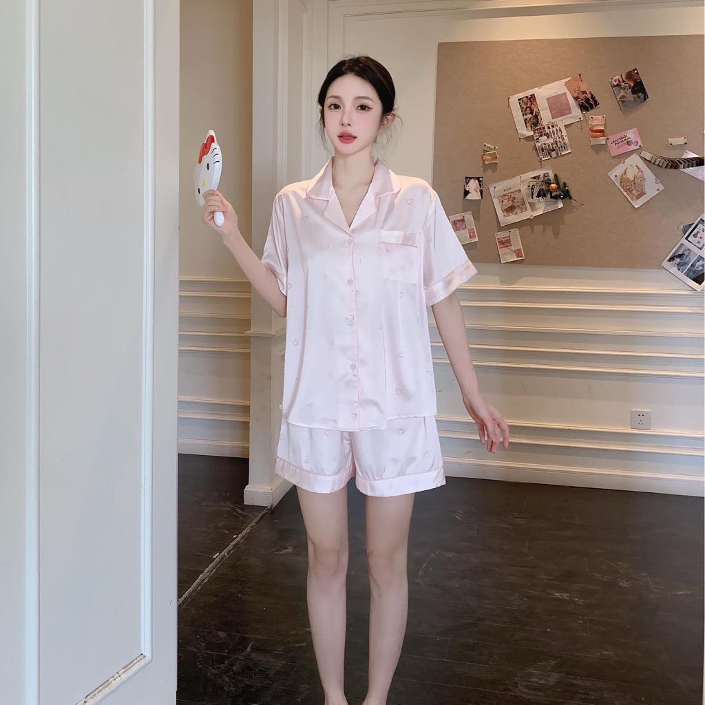 Đồ bộ nữ mặc trong nhà LenSer lụa mềm mặc siêu mát, Set bộ mặc trong nhà vải lụa cao cấp