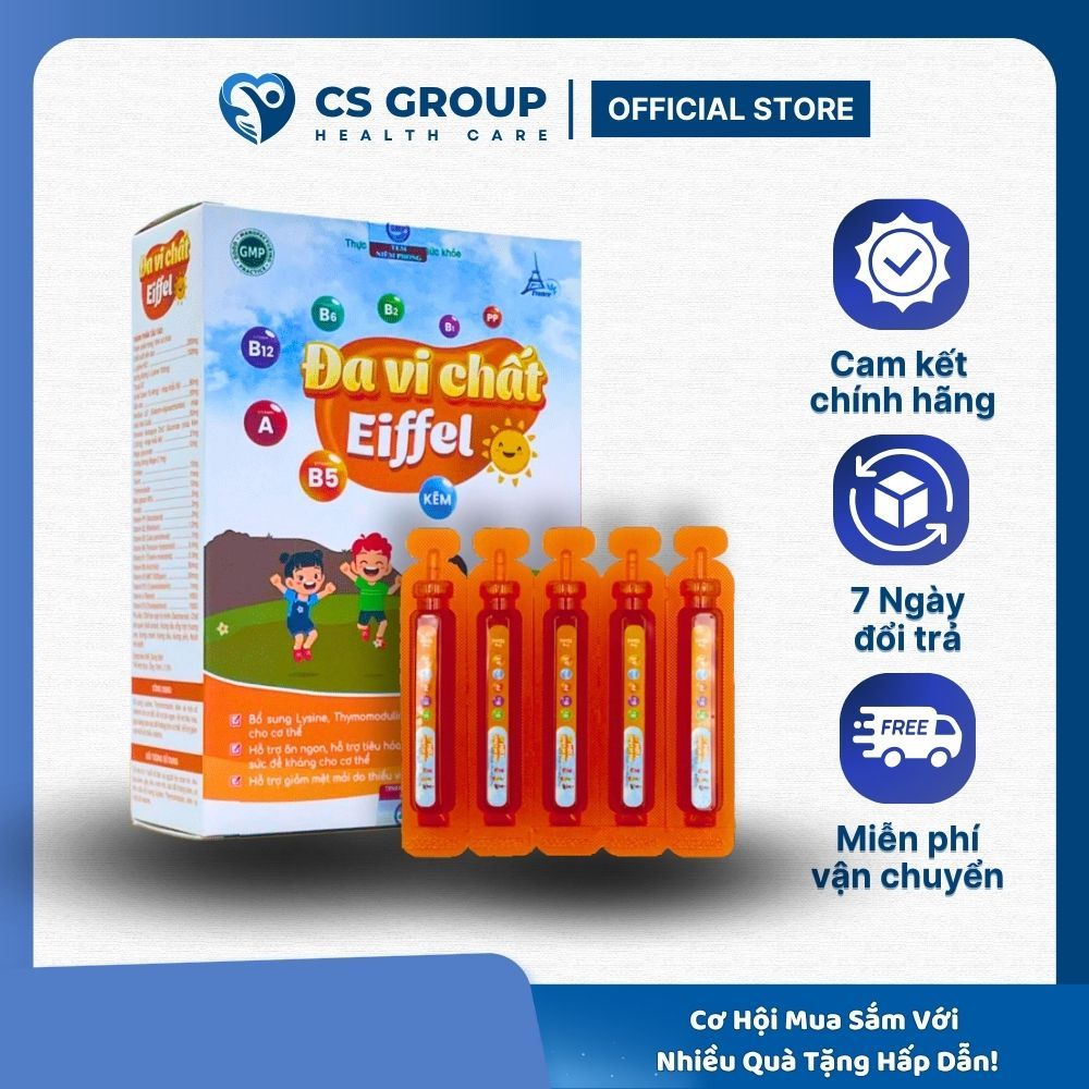 Ống Siro ĐA VI CHẤT EIFFEL Giúp Bé Ăn Ngon, Tiêu Hóa Tốt, Nâng Cao Sức Đề Kháng, Giảm Mệt Mỏi Hộp 20