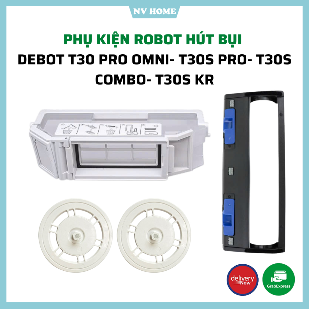 Phụ kiện robot Debot T30s pro, T30 pro omni, T30s KR, T30s combo gắn khăn, nắp chặn chổi, hộp bụi